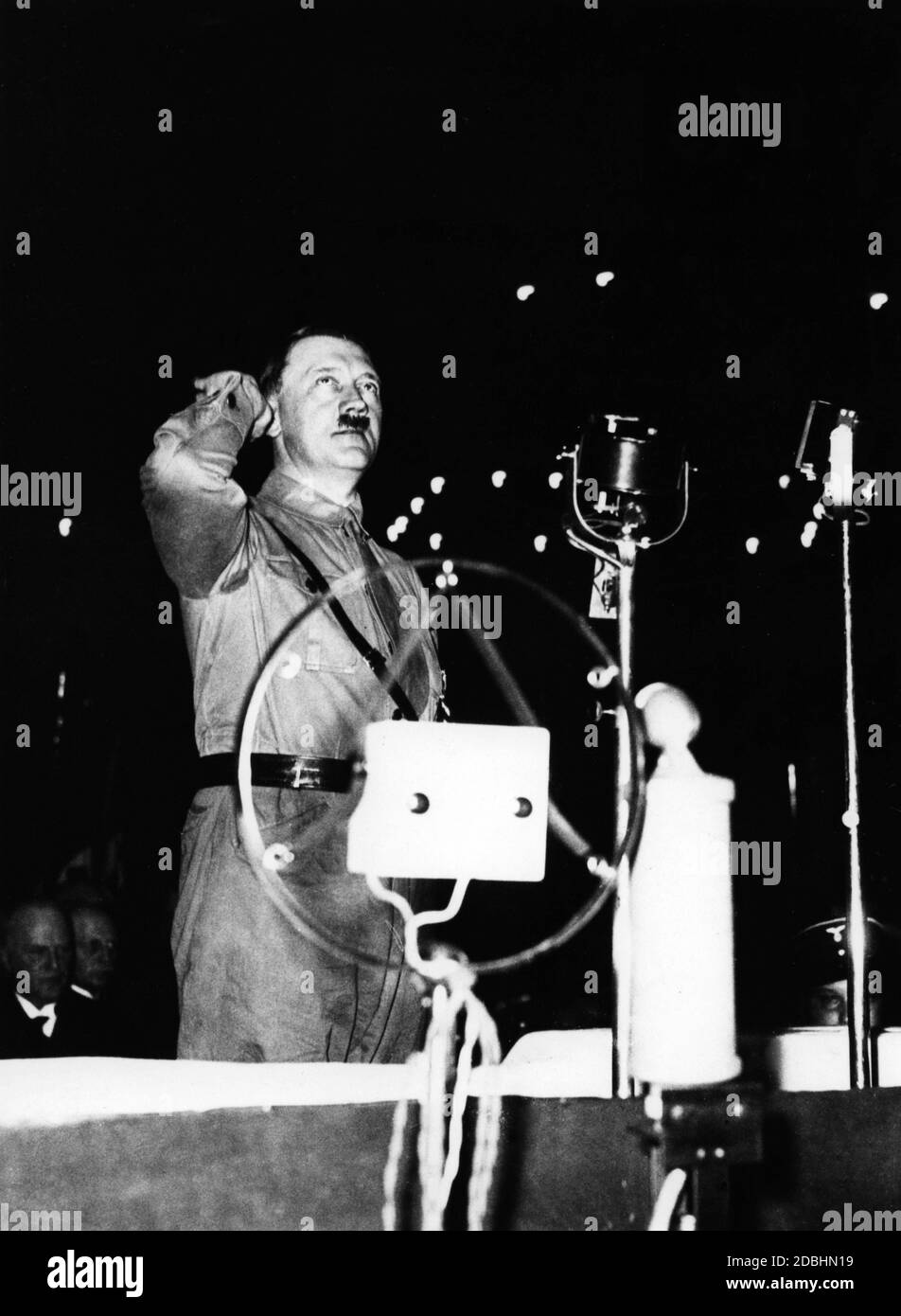 Adolf Hitler during a speech at the Sportpalast in Berlin. Stock Photo