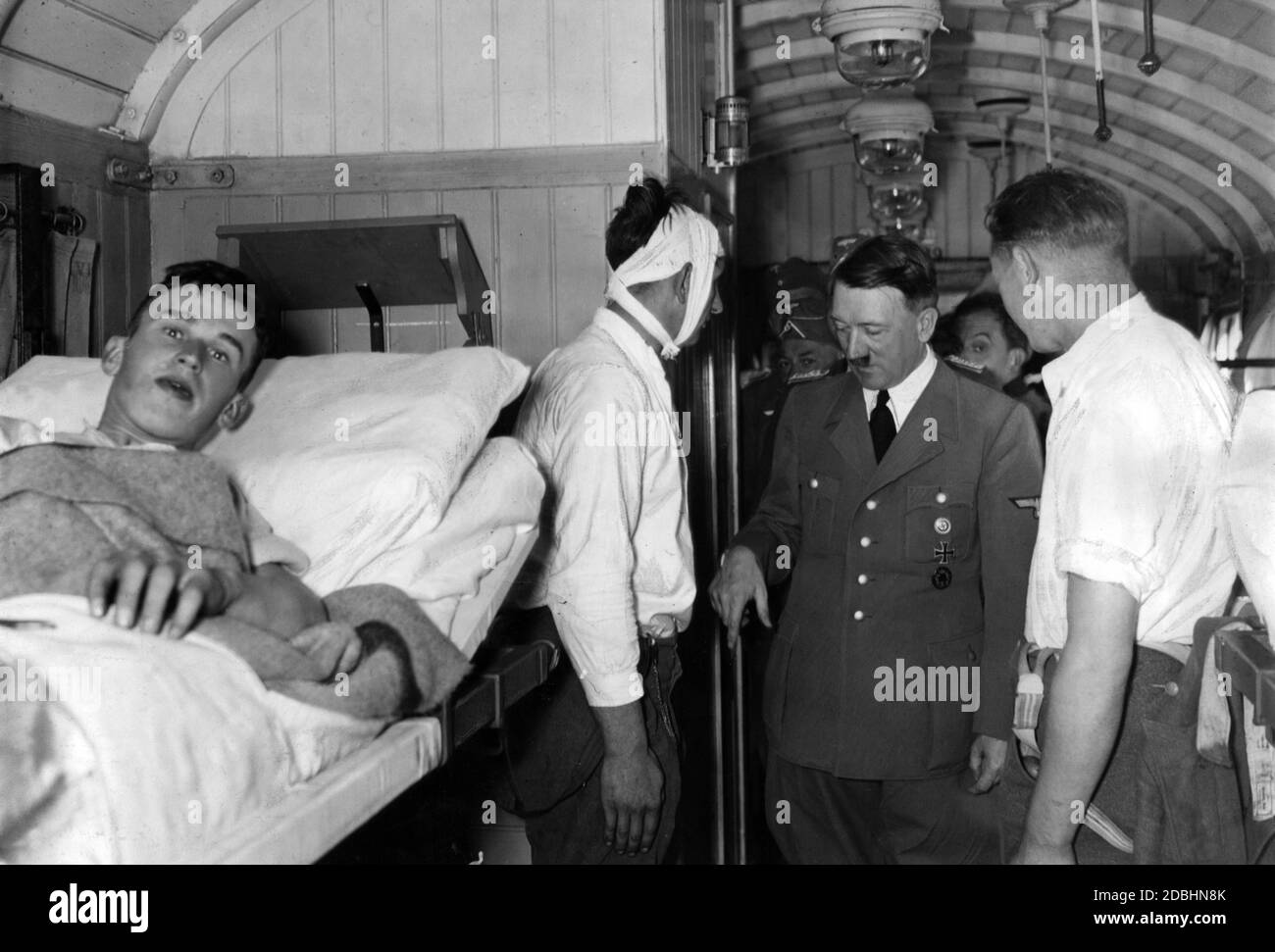 Hitler visits a transport of wounded. Stock Photo