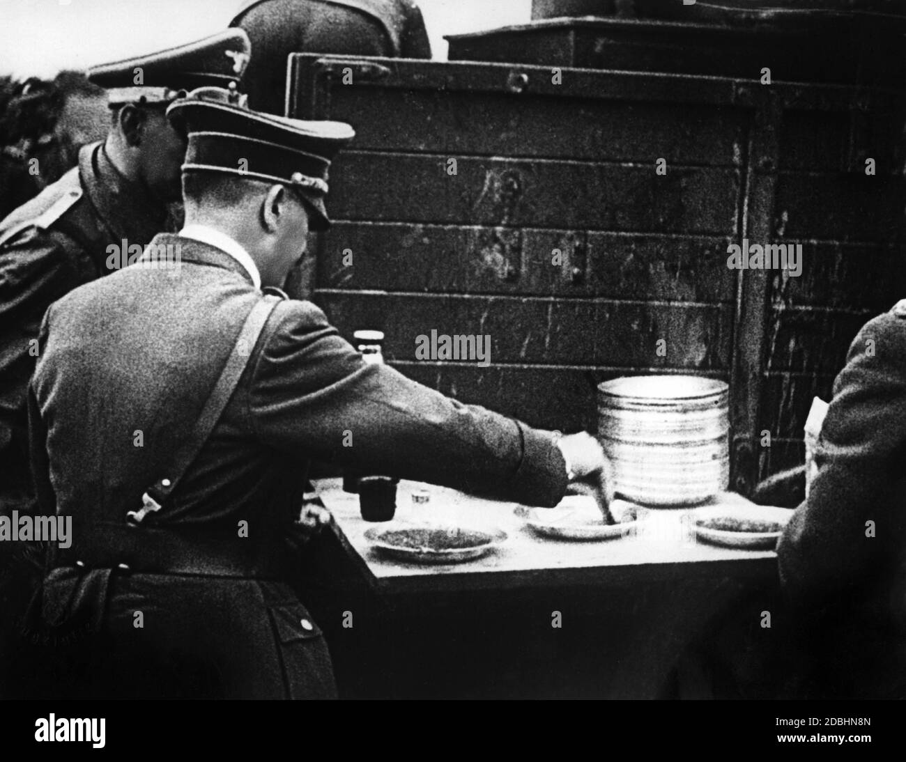 Adolf Hitler at the field kitchen. Stock Photo