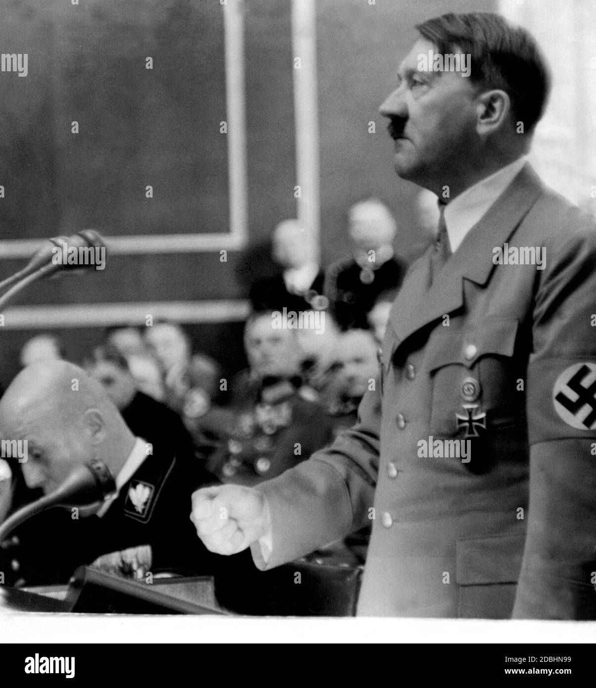 Adolf Hitler gives a speech in the Reichstag. Stock Photo