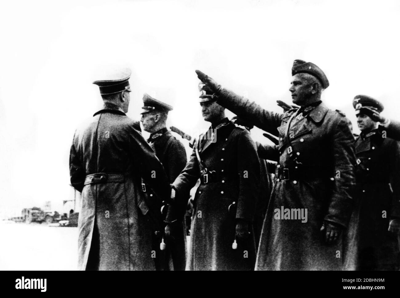 Adolf Hitler with the colonel generals Gerd von Rundstedt, Johannes Blaskowitz, and Walter von Reichenau. Stock Photo