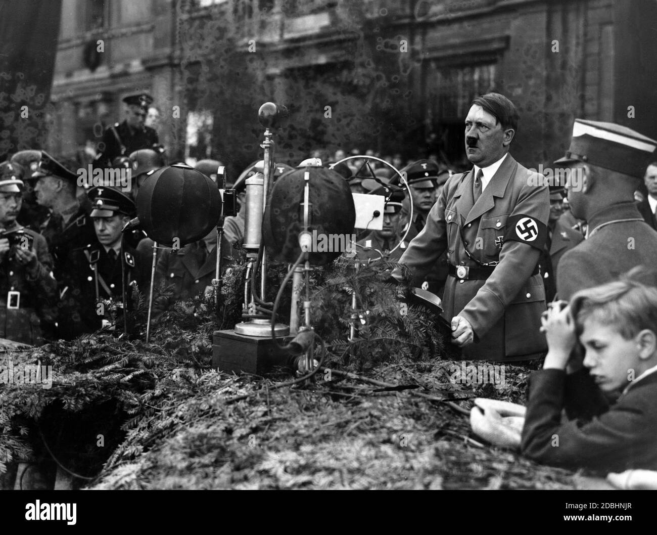 The National Socialist propaganda image shows Adolf Hitler during his speech to the German youth during the rally in Berlin's Lustgarten on May 1, 1934, the national holiday of the German people. Photo: Collection Berliner Verlag Archiv / Sennecke Stock Photo