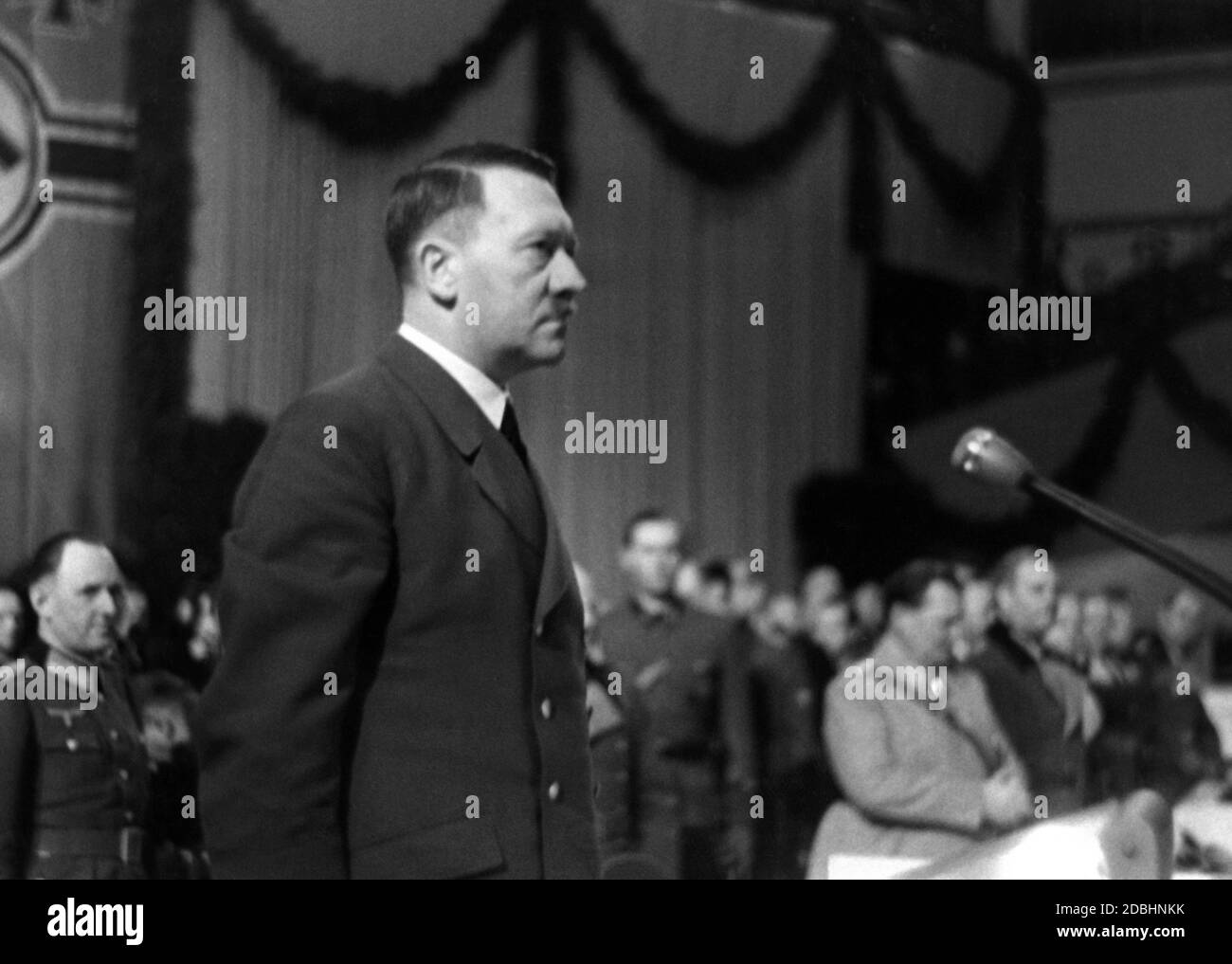 Adolf Hitler at the Sportpalast in Berlin. Stock Photo