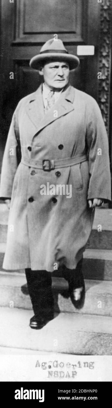 Reich President Hermann Goering leaving the Reichstag building in 1932. Stock Photo