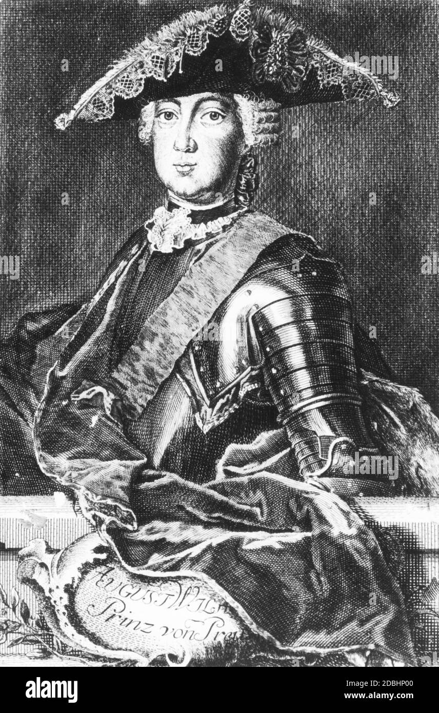 Portrait of Prince Augustus Wilhelm of Prussia (1722-1758). He was the brother of Frederick the Great and took part in the Seven Years' War as a general. He was married to Luise Amalie. Stock Photo