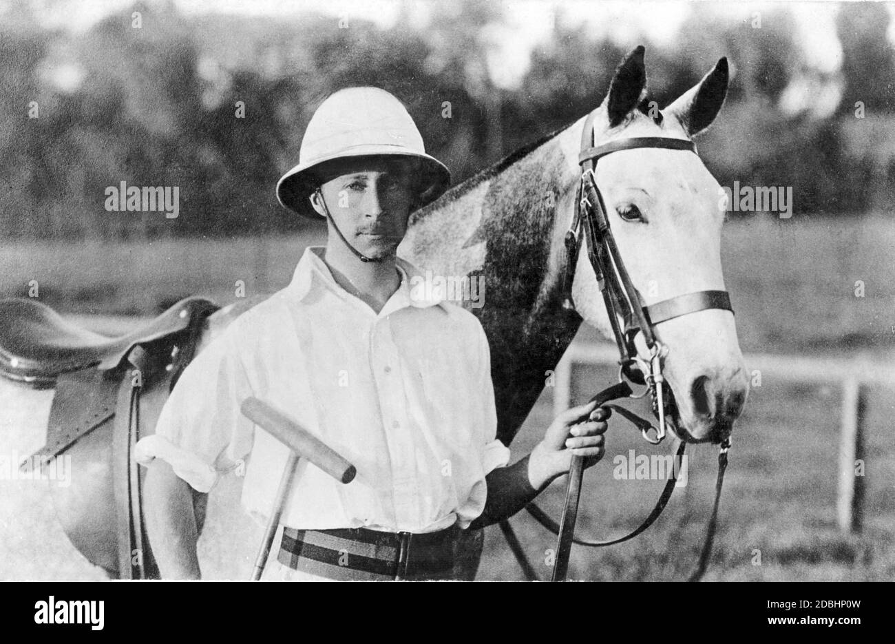 Crown Prince Wilhelm of Prussia (later Kaiser Wilhelm II) as a polo player. Undated photo, made around 1880. Stock Photo