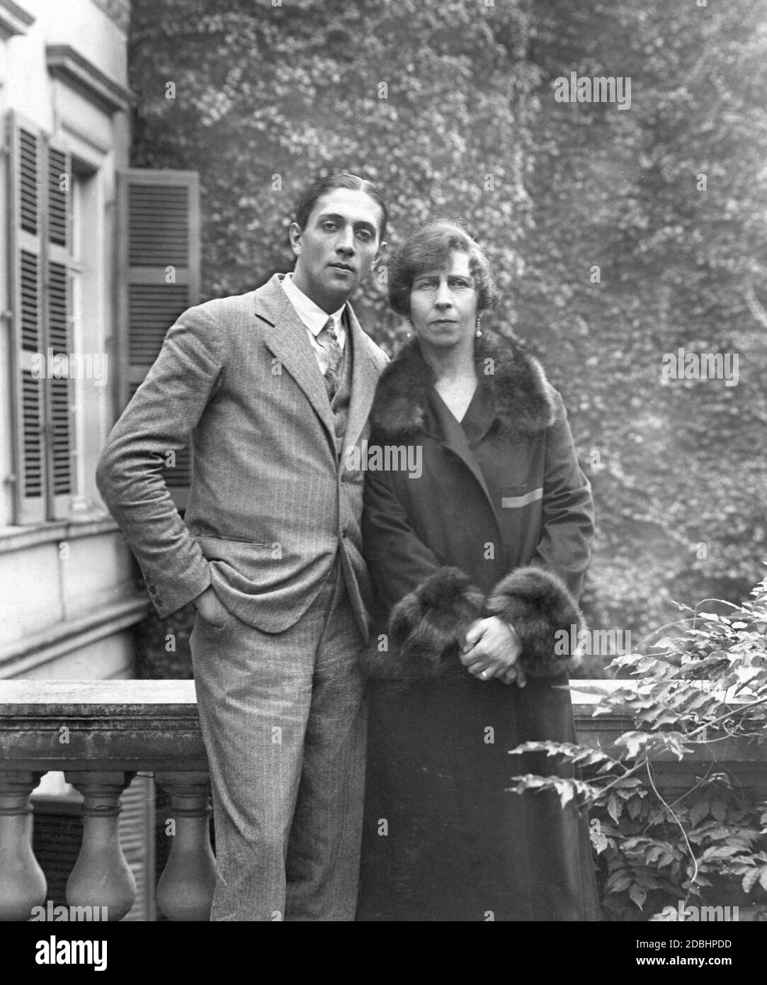 The Zoubkoff couple in Palais Schaumburg in Bonn in 1927. Alexander Zoubkoff was a Russian emigrant who was married for a few months to Viktoria (nee Princess of Prussia, sister of Wilhelm II and in his first marriage wife of Adolf of Schaumburg-Lippe). They lived together in the palace. Stock Photo