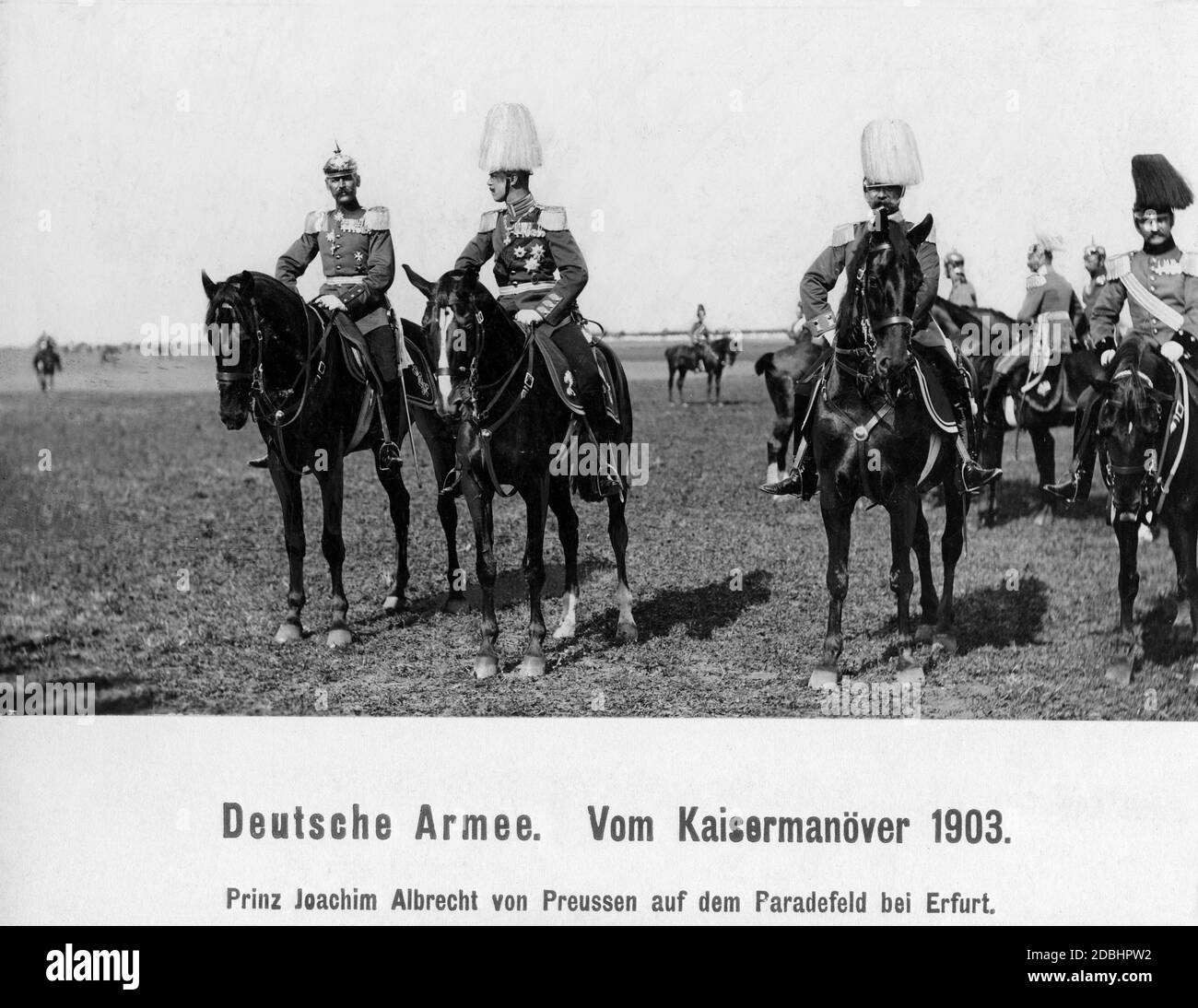 Prince Joachim Albrecht of Prussia on the Zeithain parade ground near Erfurt. Stock Photo