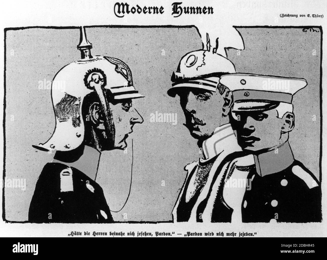 'The Hun Speech of Emperor Wilhelm II at the farewell of the first German troop contingent before its departure for China has gone down in history as a rhetorical derailment. The phrase used in it, ''Pardon will not be given!'' was immediately caricatured accordingly by Simplizissimus.' Stock Photo