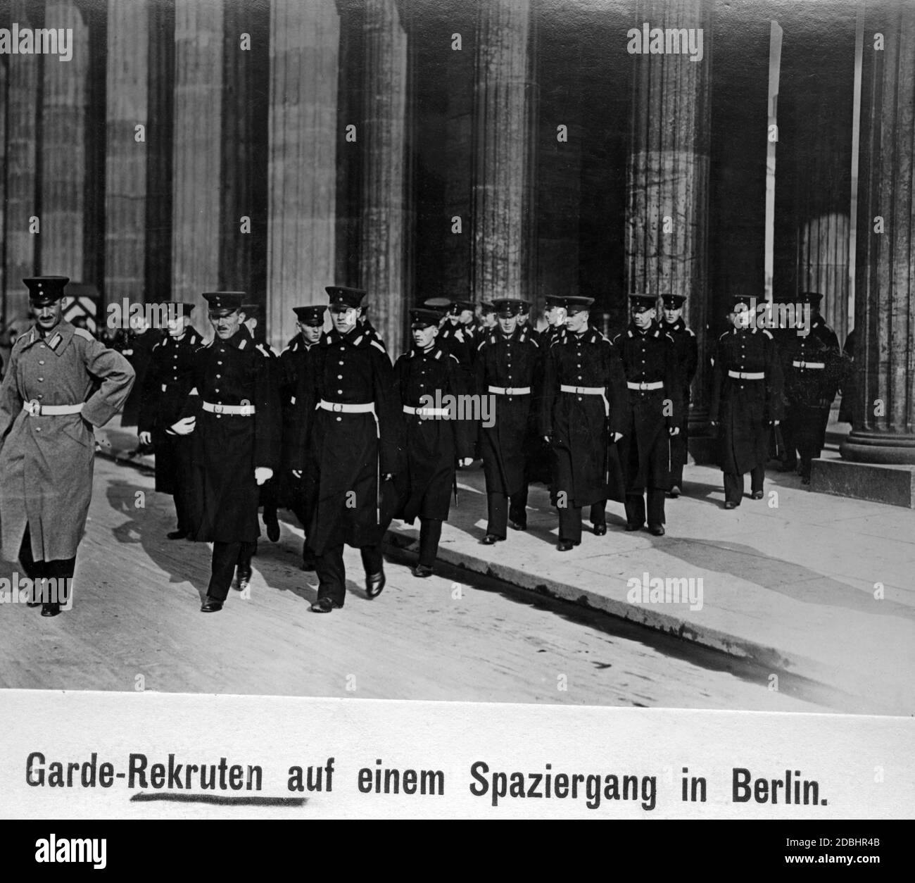 Recruits of the Guards on a walk in Berlin. Stock Photo