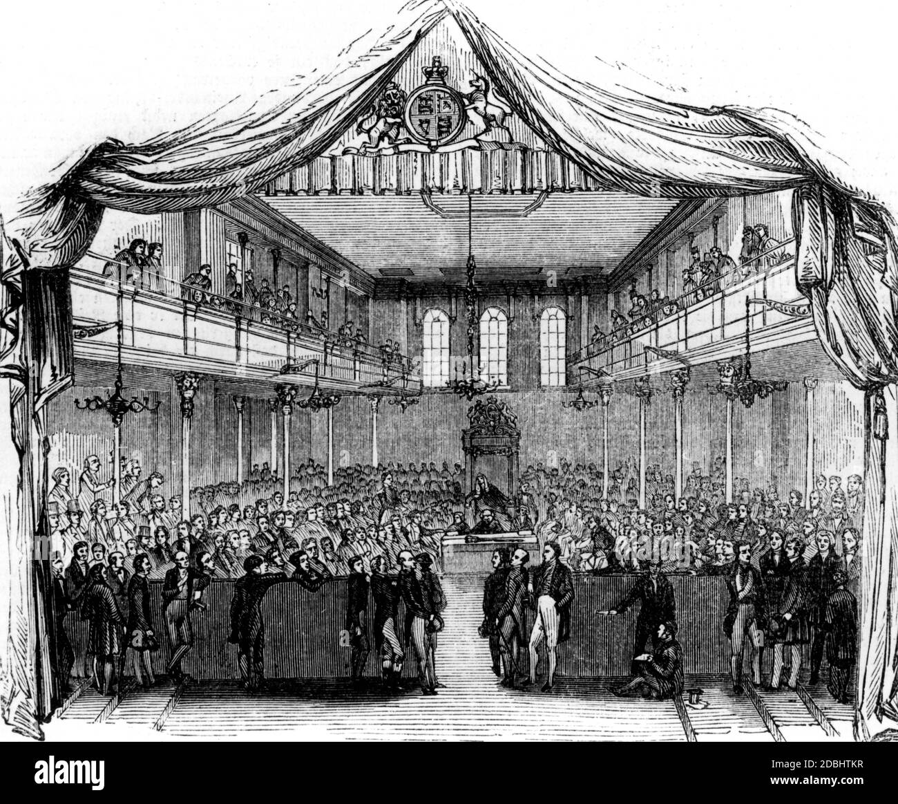 First meeting of the British House of Commons after the reforms of 1833 (undated photo). Stock Photo