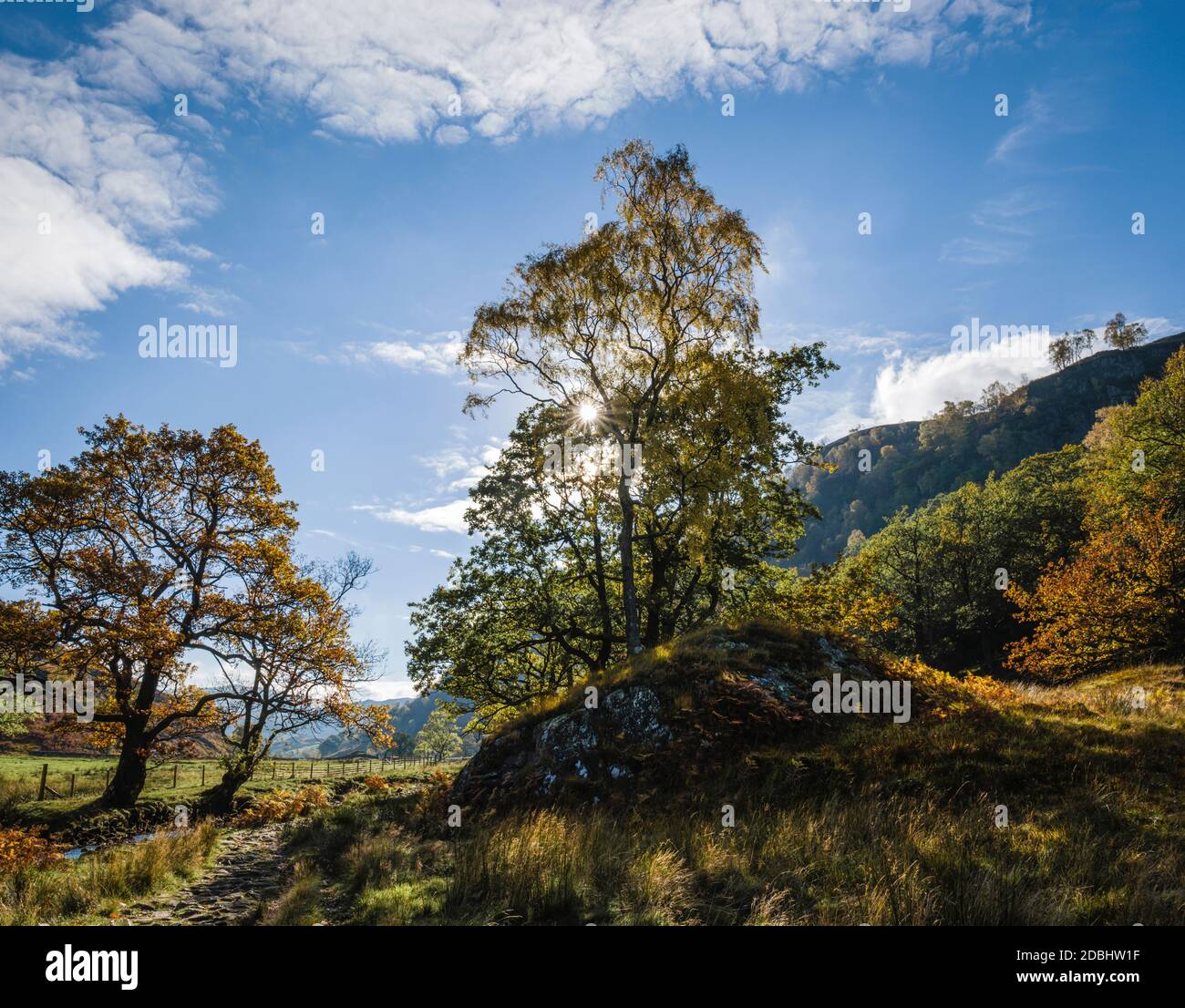 Autumnal scene in Watendlath valley, English Lake District, UK Stock Photo