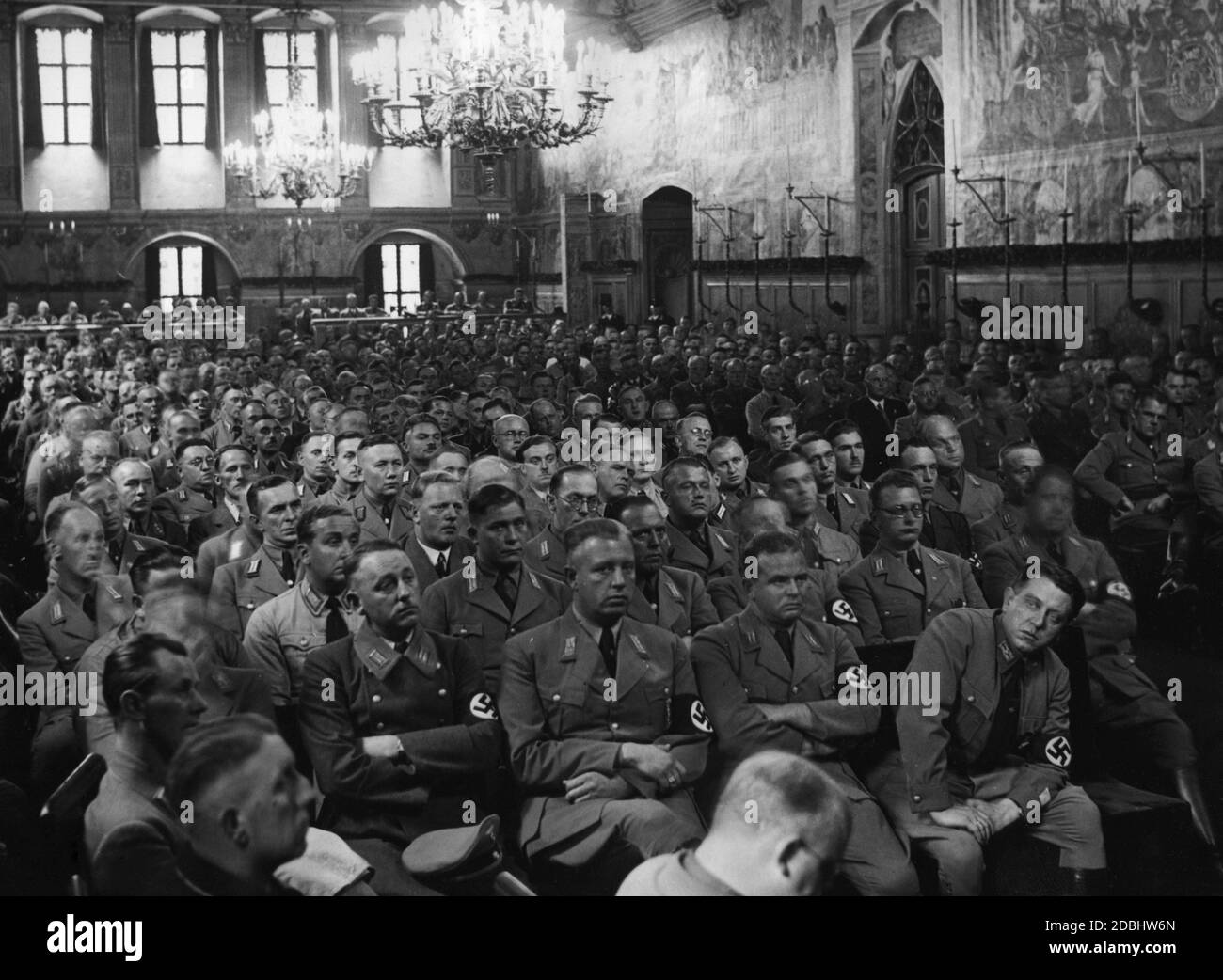 Overview of a conference of the NSBO and NS-Hago with a rally. Robert Ley and Theodor Adrian von Renteln. Stock Photo