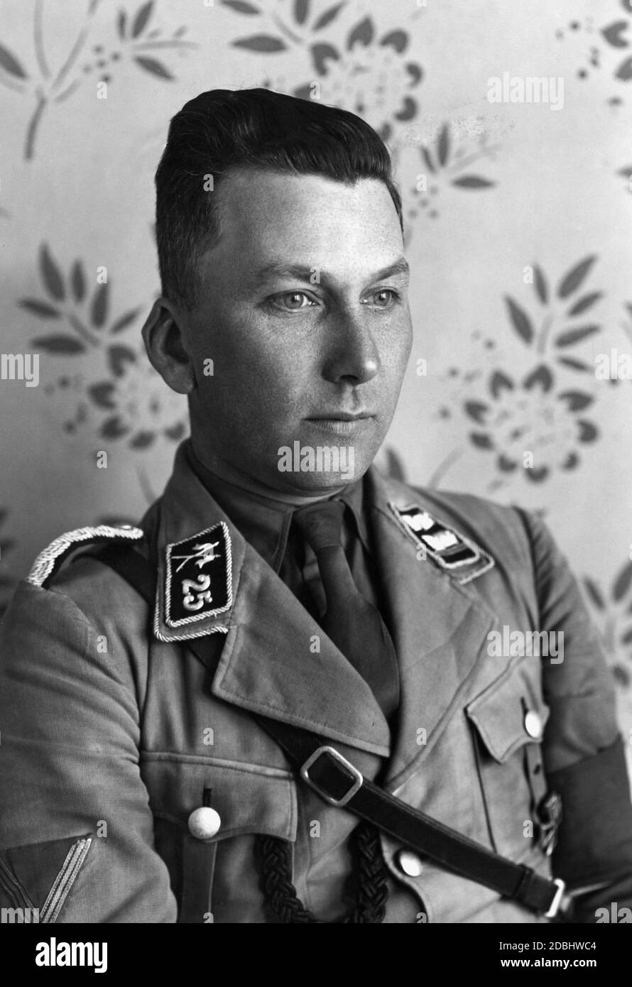 A portrait of Obersturmbannfuehrer v.d. Becke. He was leader of the Reiterstandarte 25 in Berlin. Stock Photo