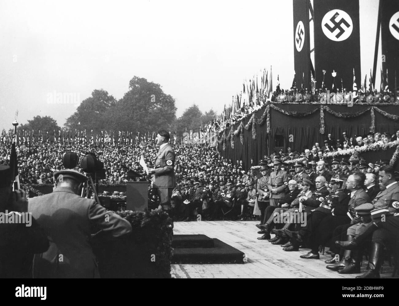 The Day of German Art with foundation stone laying of the Haus der Kunst on 15.10.1933. At the lectern is Adolf Hitler. Stock Photo
