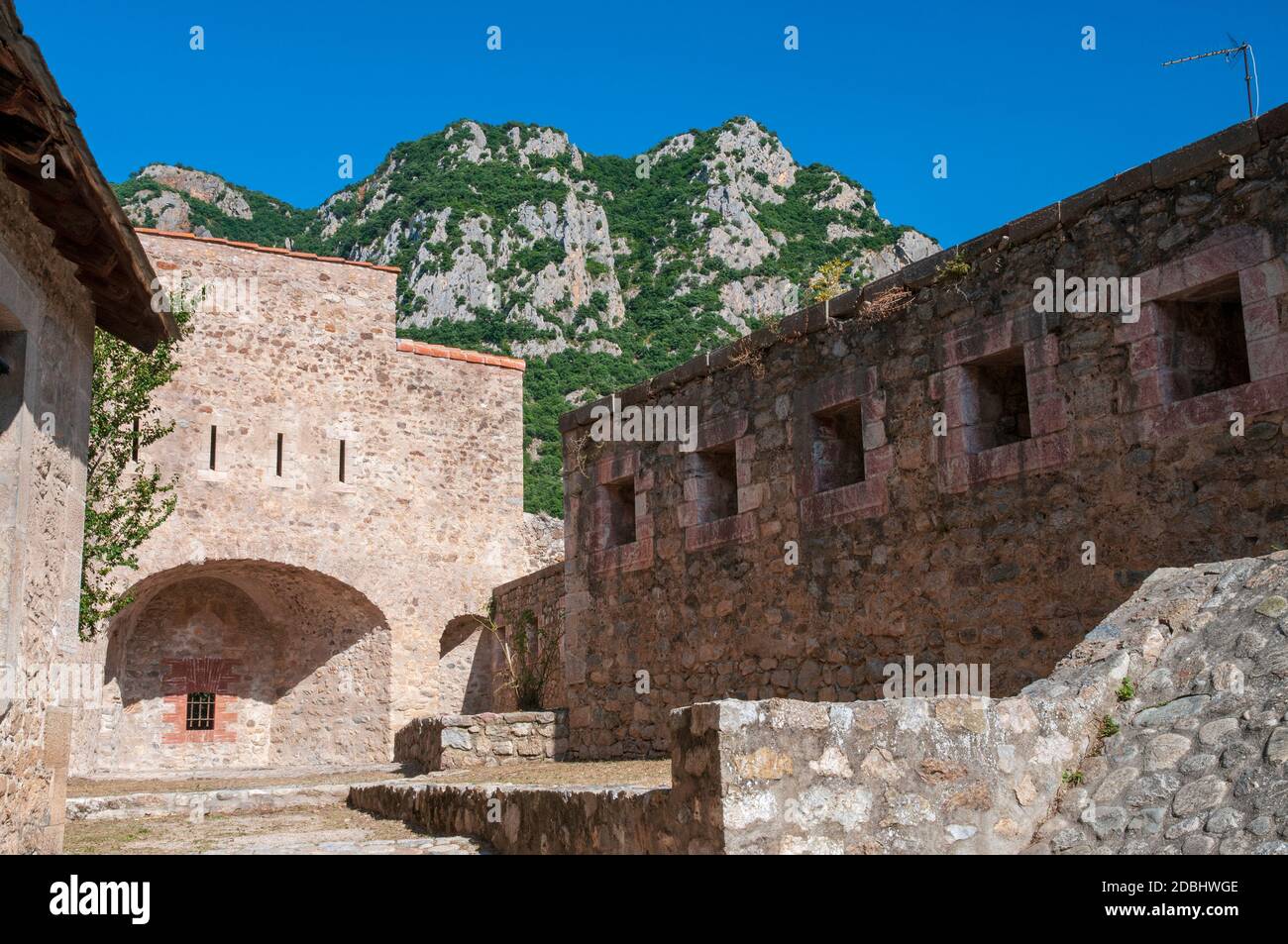 The 11th century medieval town of Villefranche-de-Conflent, listed as one The Most Beautiful Villages of France, Pyrenees-Orientales (66), France Stock Photo
