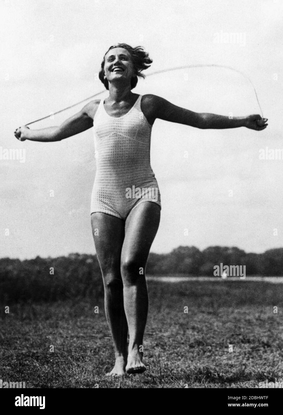 A woman jumping rope at the Medau school. (undated picture) Stock Photo