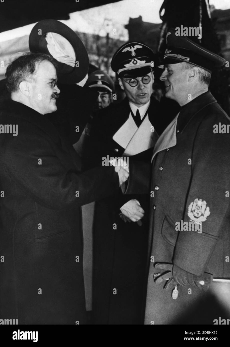 Vyacheslav Molotov (left) and Reich Foreign Minister Joachim von Ribbentrop (right) in Berlin. Stock Photo