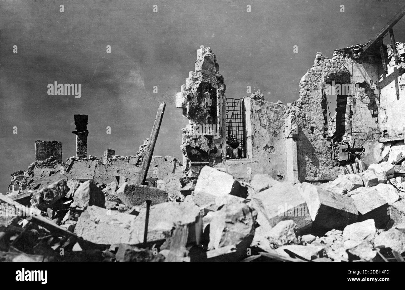 Debris of the monastery church on Monte Santo, devastated by Italian artillery fire. Stock Photo