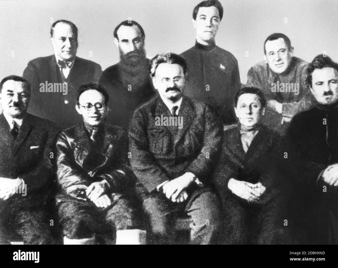 Leon Trotsky and other members of the opposition during their expulsion into exile. Stock Photo