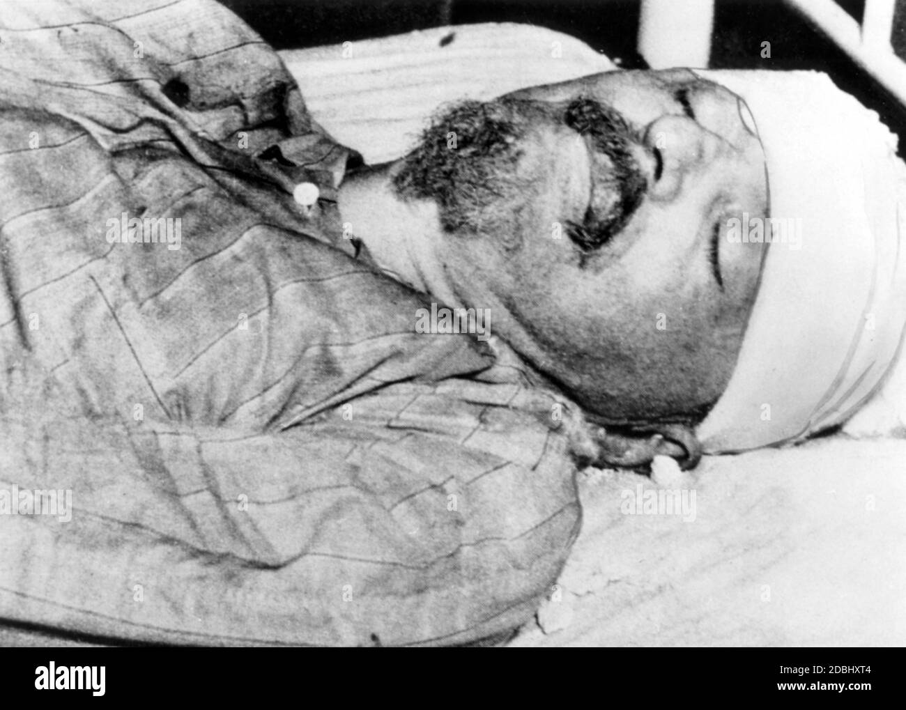 Ramon Mercader after the assassination of Trotsky. He survived his injuries caused by Trotsky's bodyguards and was subsequently sentenced to 20 years in prison. Stock Photo