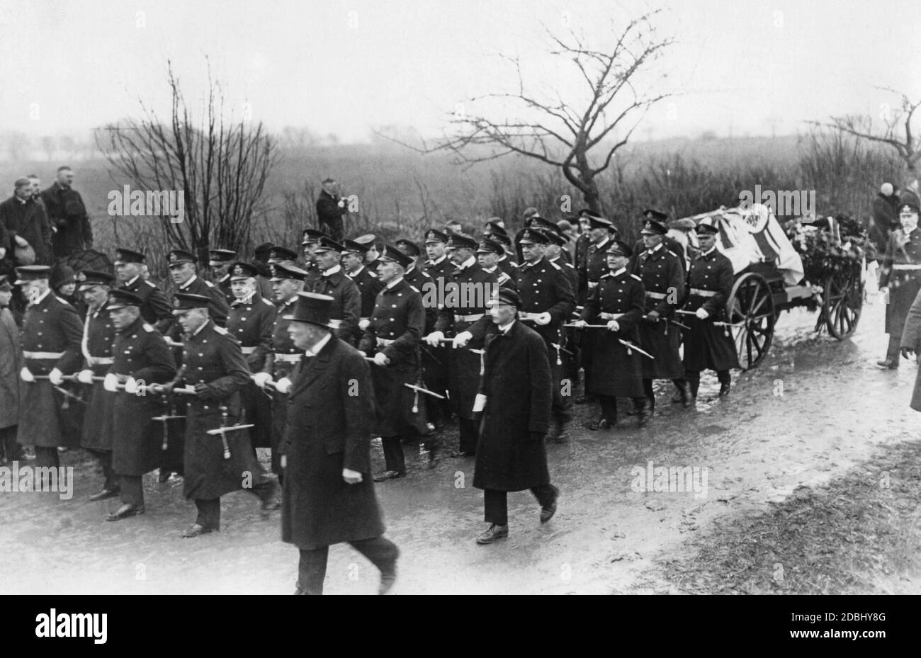 The funeral of Prince Henry of Prussia took place on April 24, 1929. He was buried in a mausoleum on his estate Gut Hemmelmark. Stock Photo