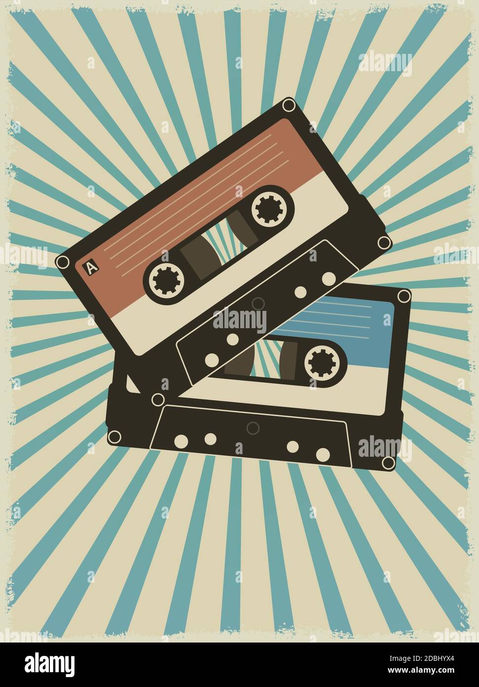 Vintage Plastic Tape Cassette. Audio Cassette Tape With Text - Old School.  Retro Technological, Realistic Design. Illustration Isolated On White  Background. Royalty Free SVG, Cliparts, Vectors, and Stock Illustration.  Image 58037719.