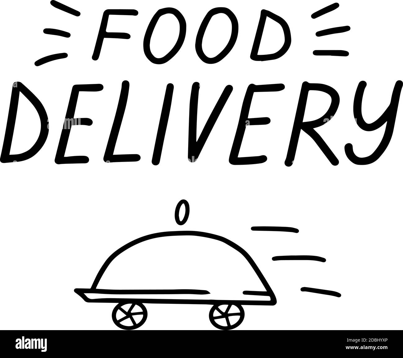Food delivery calligraphy lettering vector eps illustration for restaurants and cafes, poster