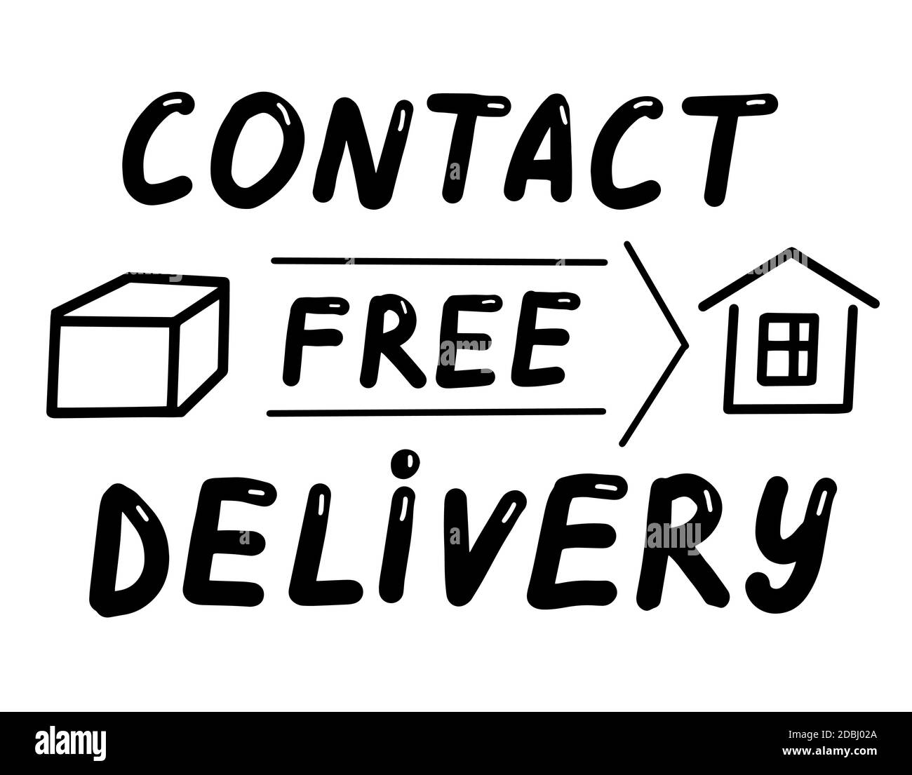 Delivery Lettering Icon Contact free delivery lettering calligraphy illustration. Safe delivery ...