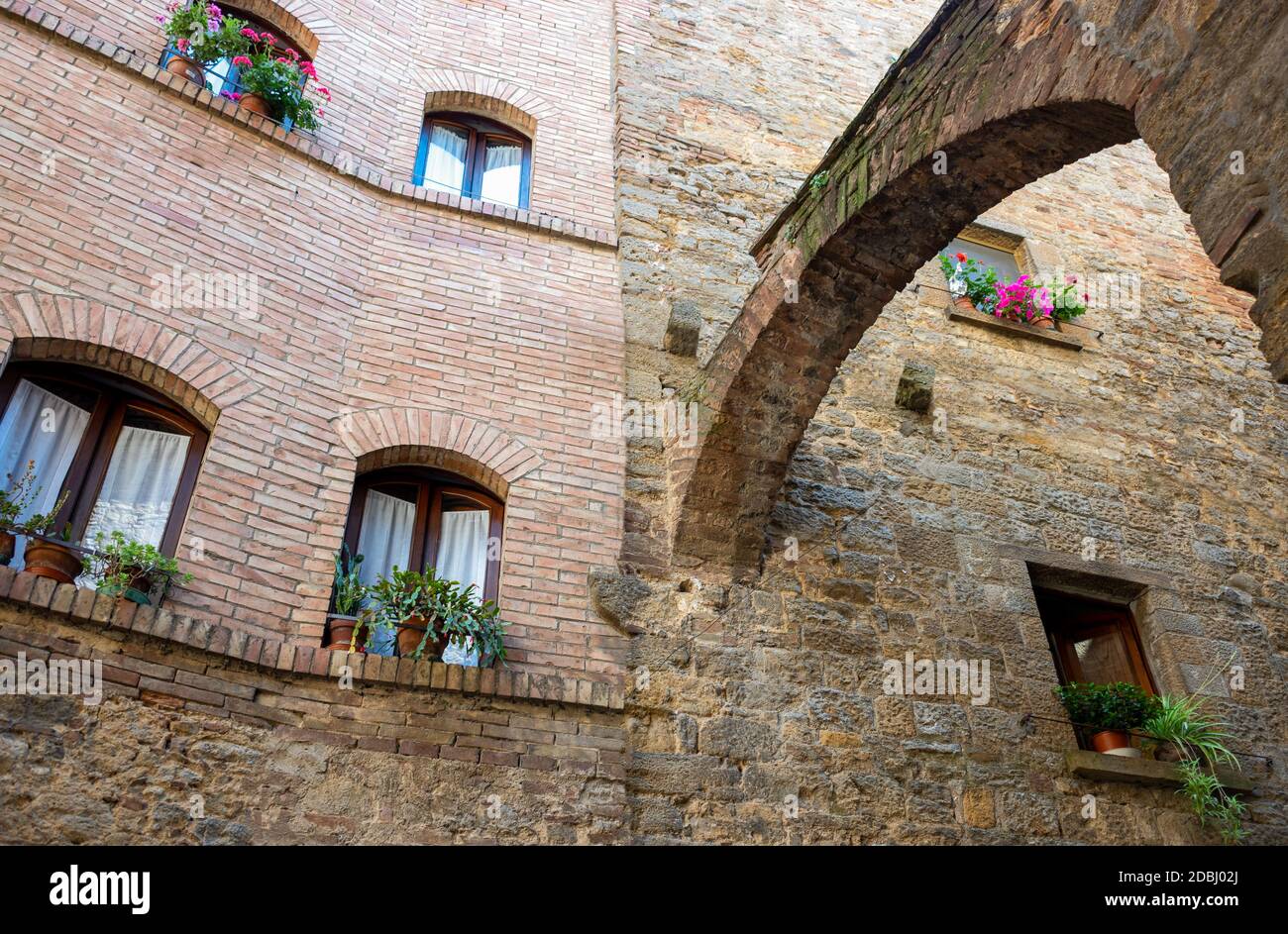 Italy, Volterra, an ancient arched structure supporting the Pretorio palace Stock Photo
