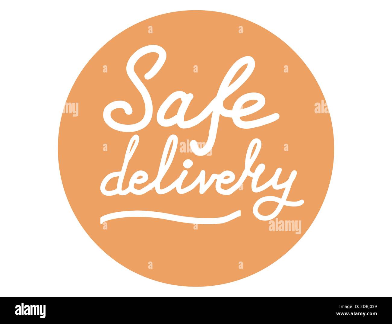Safe delivery lettering calligraphy illustration. Contact free delivery