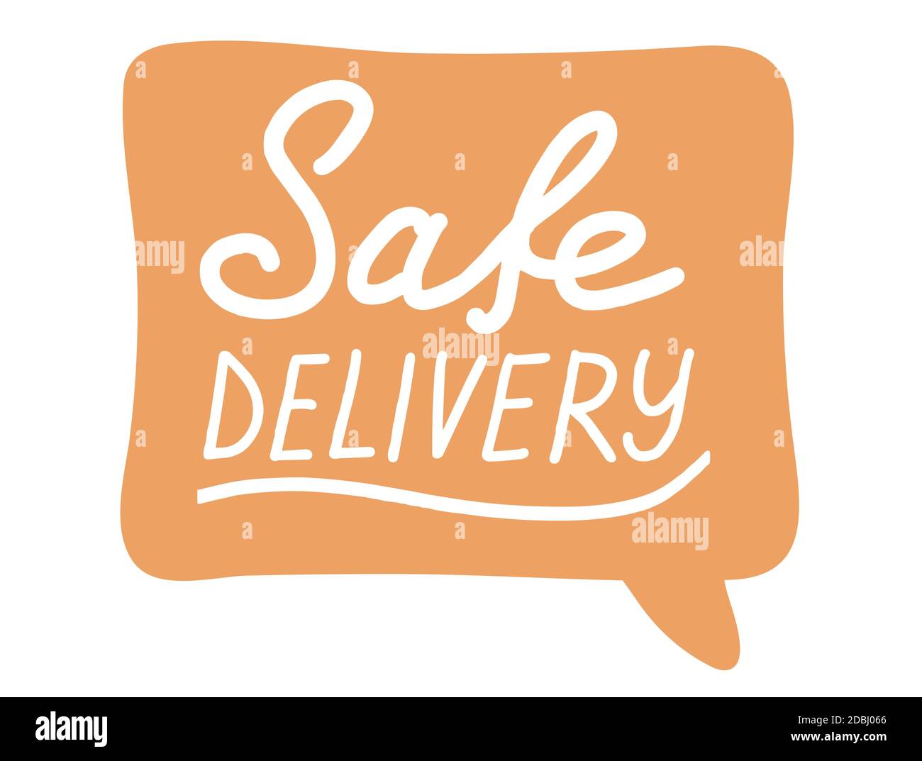 Safe delivery lettering calligraphy illustration. Contact free delivery