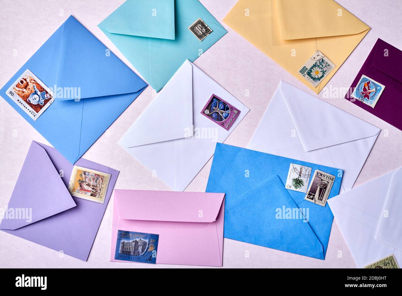 Envelopes with post stamps Stock Photo Alamy