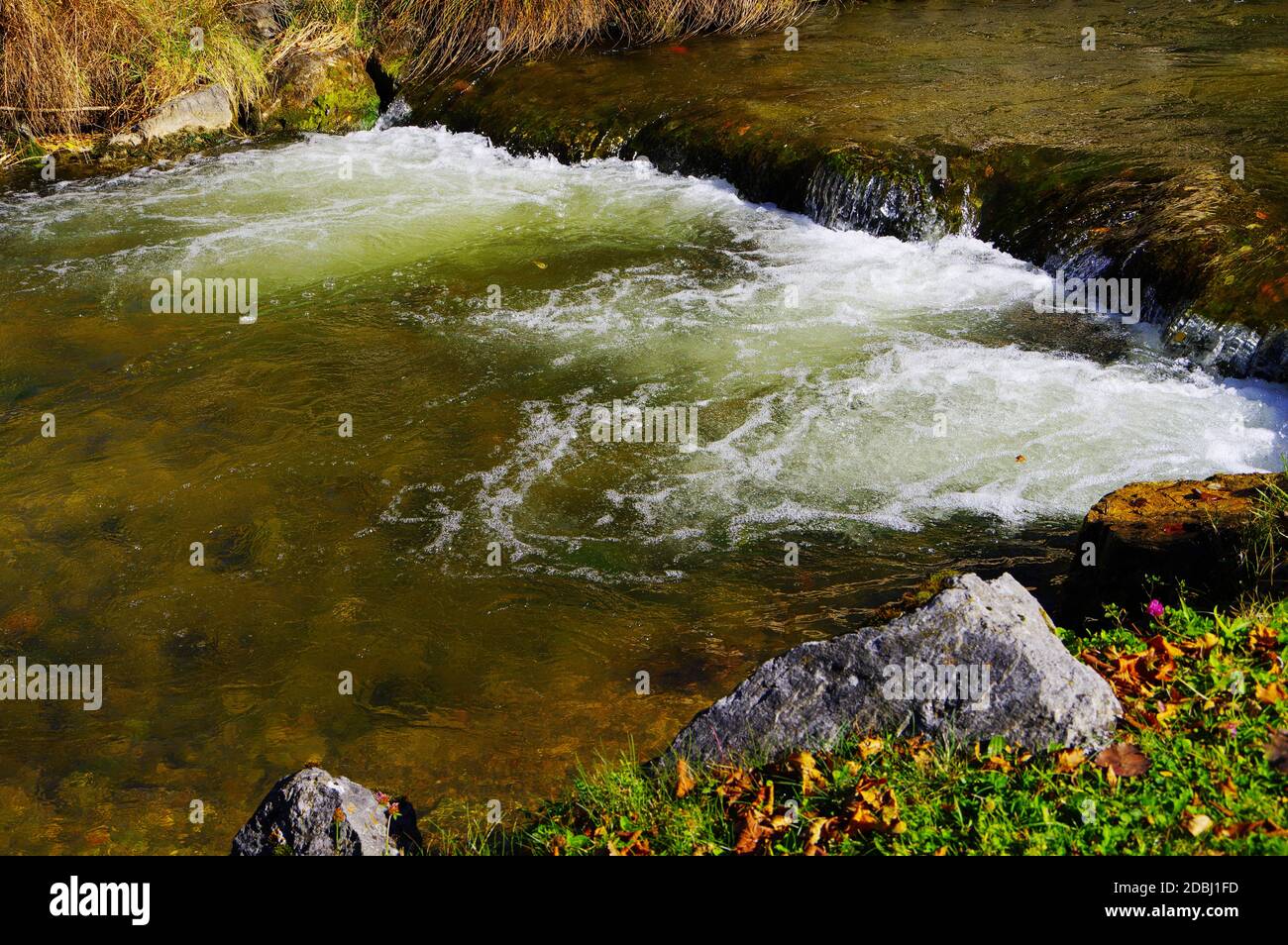 Torrent with a small waterfall and rushing water  3 Stock Photo