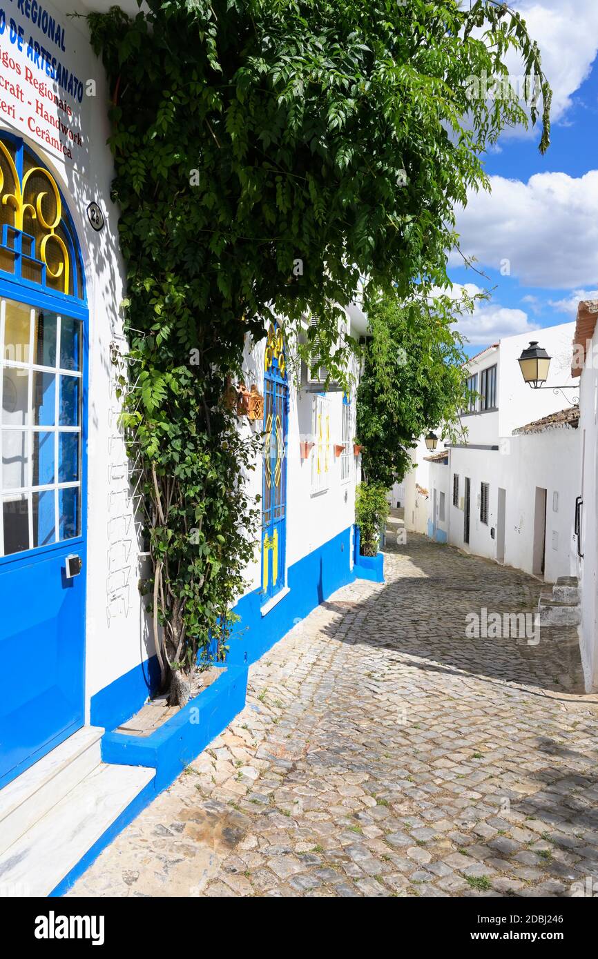 White houses and narrow streets in Alte, Loule, Algarve, Portugal, Europe Stock Photo
