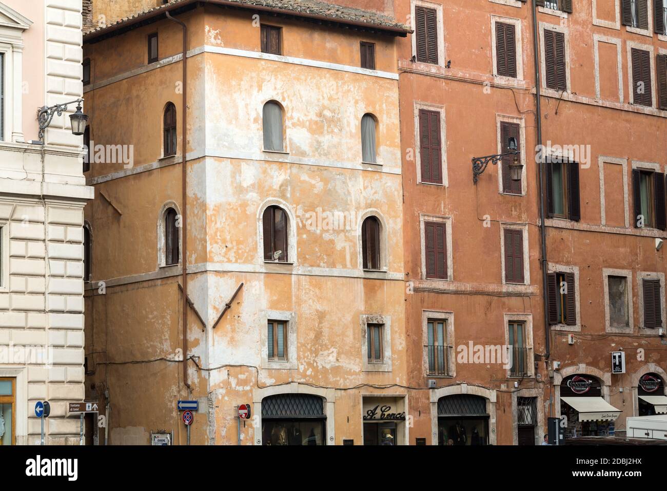Old roman houses at  Piazza Rotonda in Rome, Italy Stock Photo