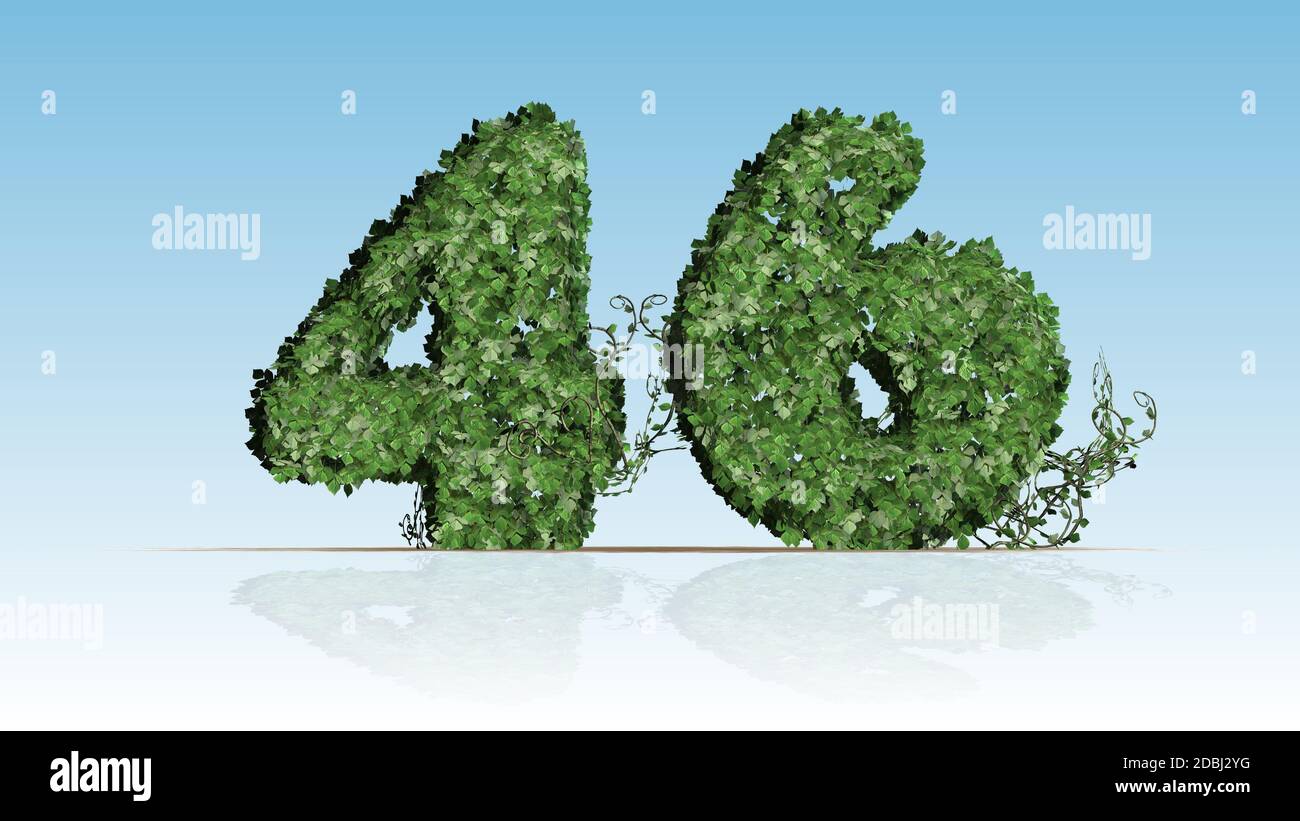 Number 46 created of green ivy leaves Stock Photo