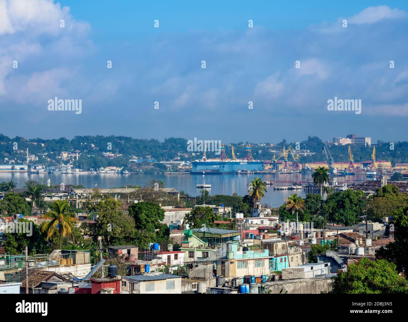 Port of Havana, elevated view, La Habana Province, Cuba, West Indies, Central America Stock Photo