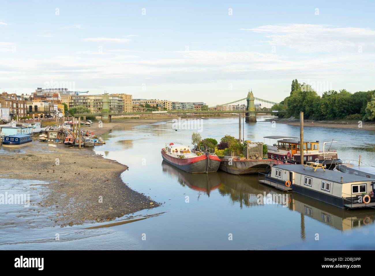 Hammersmith Bridge and the River Thames, London, England, United Kingdom, Europe Stock Photo