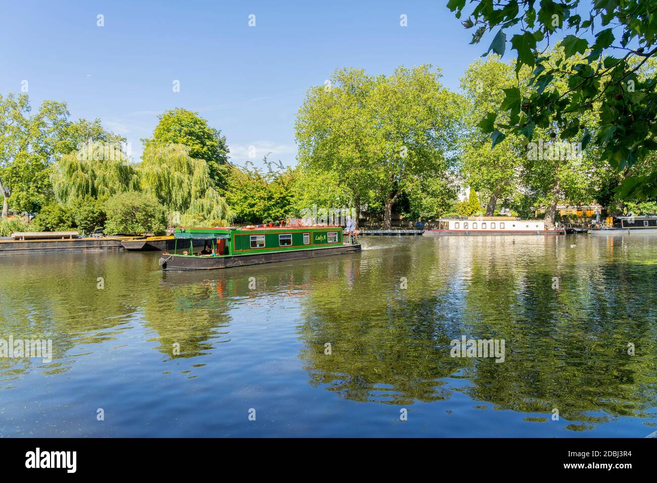Canal boats, Little Venice, London, England, United Kingdom, Europe Stock Photo