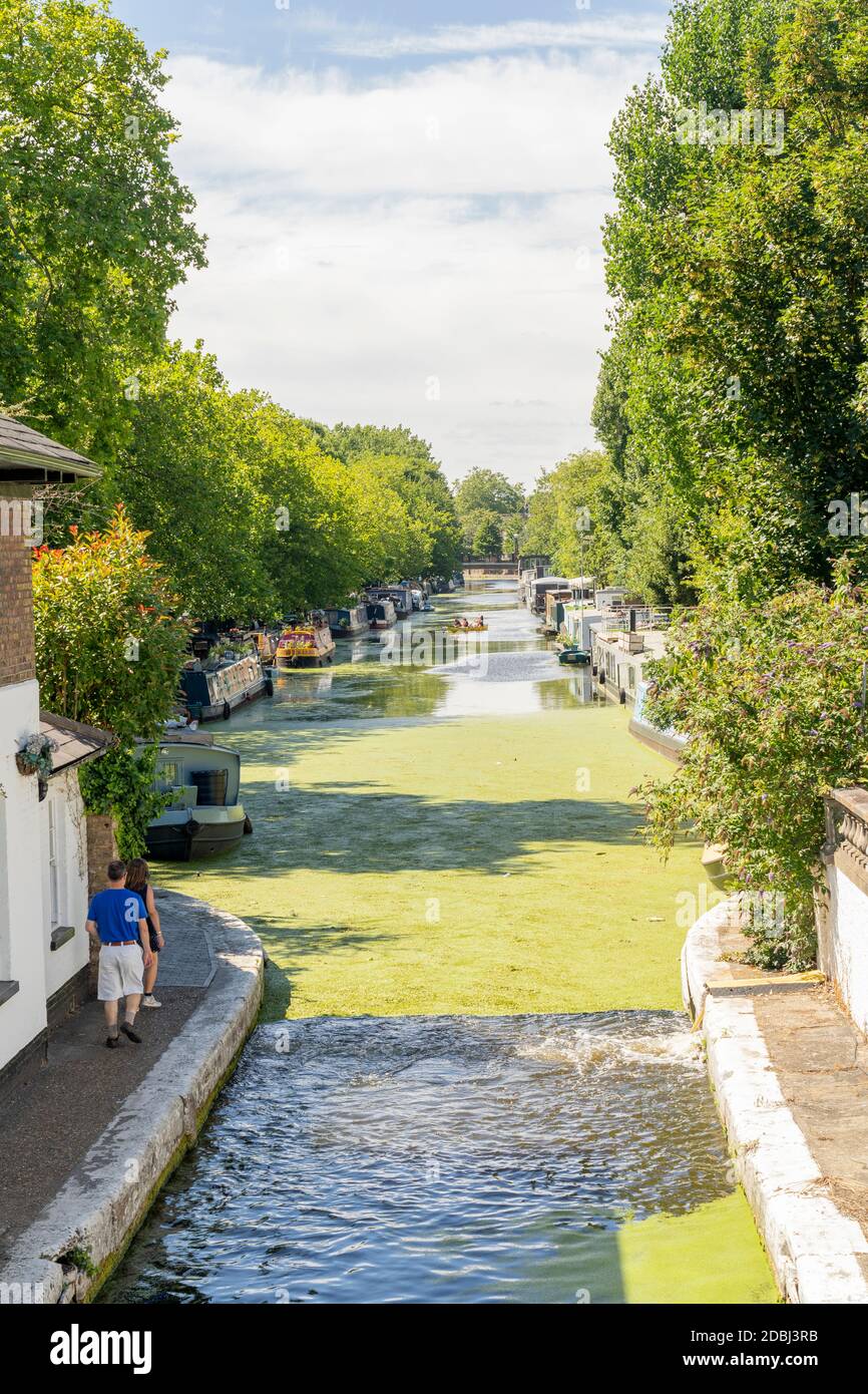 Canal boats, Little Venice, London, England, United Kingdom, Europe Stock Photo