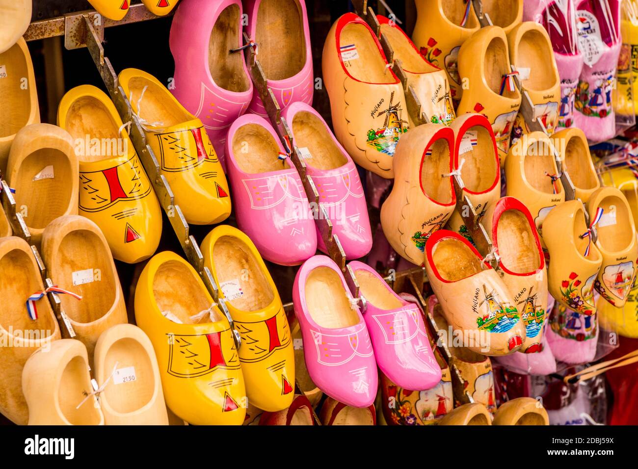 Souvenir clogs (wooden shoes), Volendam, North Holland, Netherlands, Europe Stock Photo