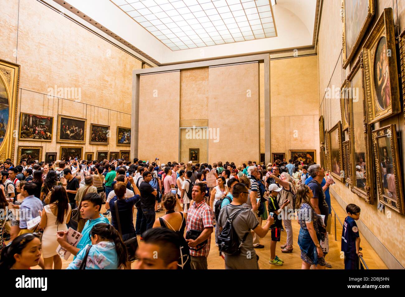 The Mona Lisa room at The Louvre, Paris, France, Europe Stock Photo