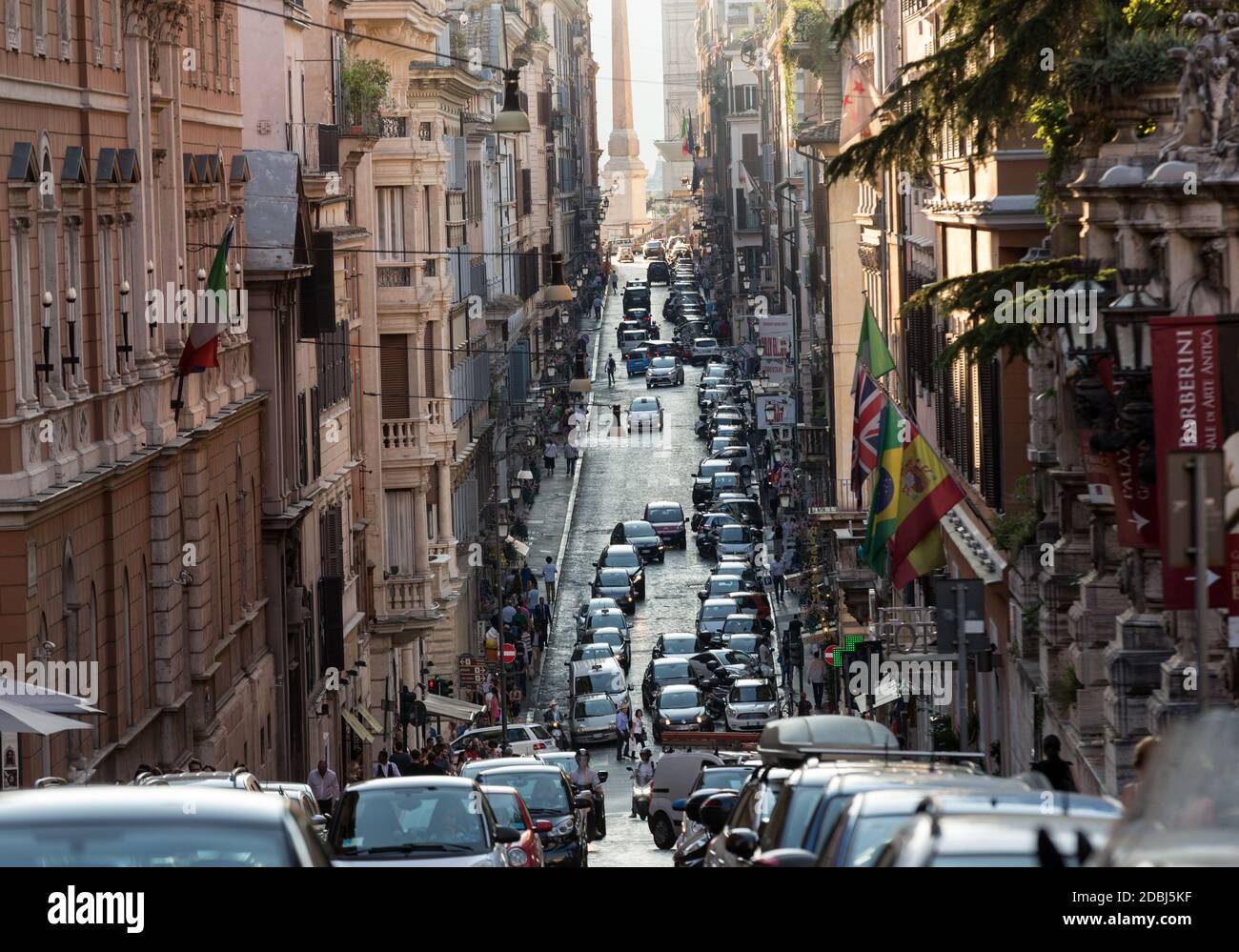 ROME, ITALY - JUNE 11, 2015: Via delle Quattro Fontane in the late afternoon.  Rome, Italy Stock Photo