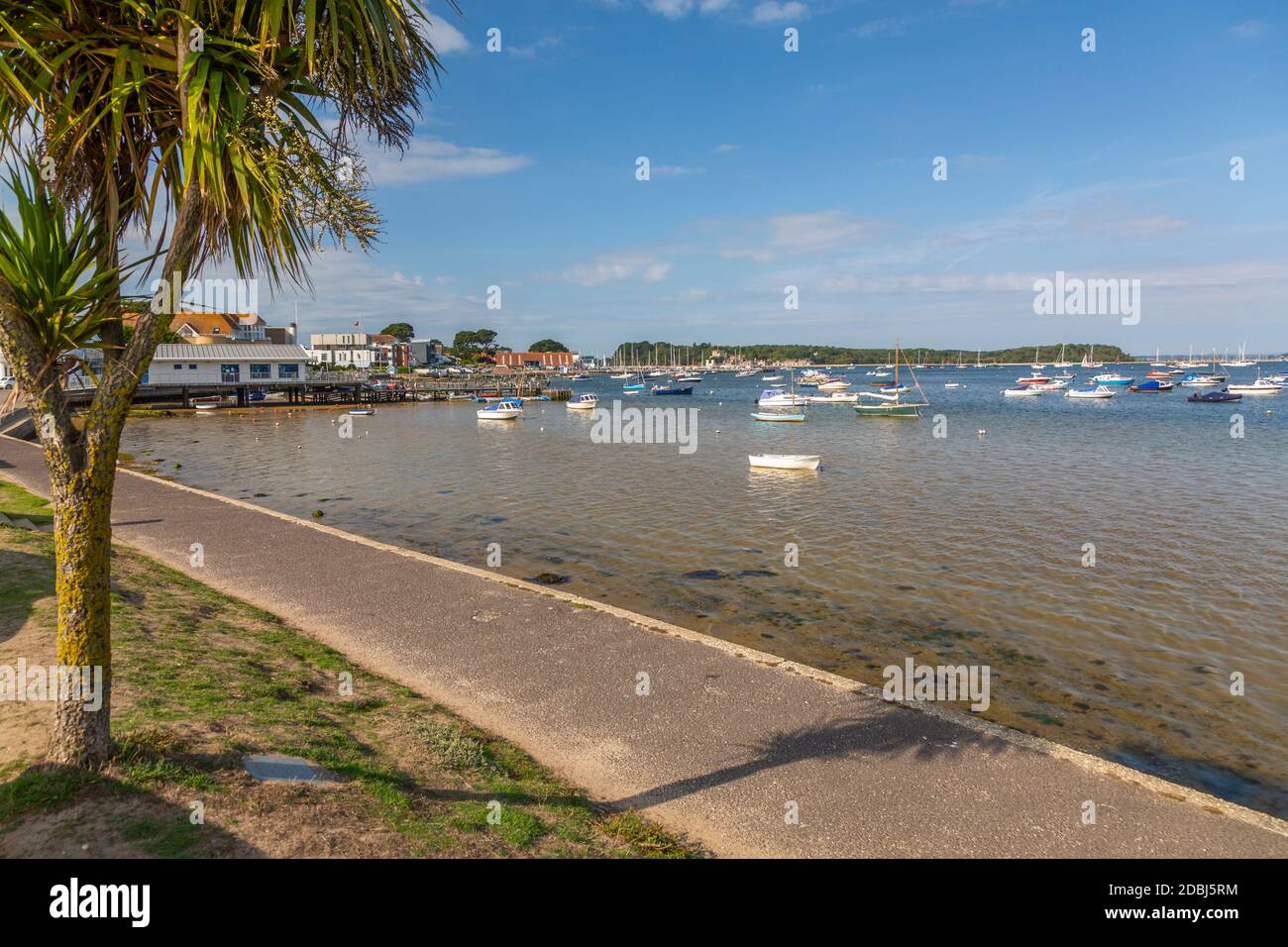 View of Sandbanks and Poole Harbour from Bank Road, Poole, Dorset, England, United Kingdom, Europe Stock Photo
