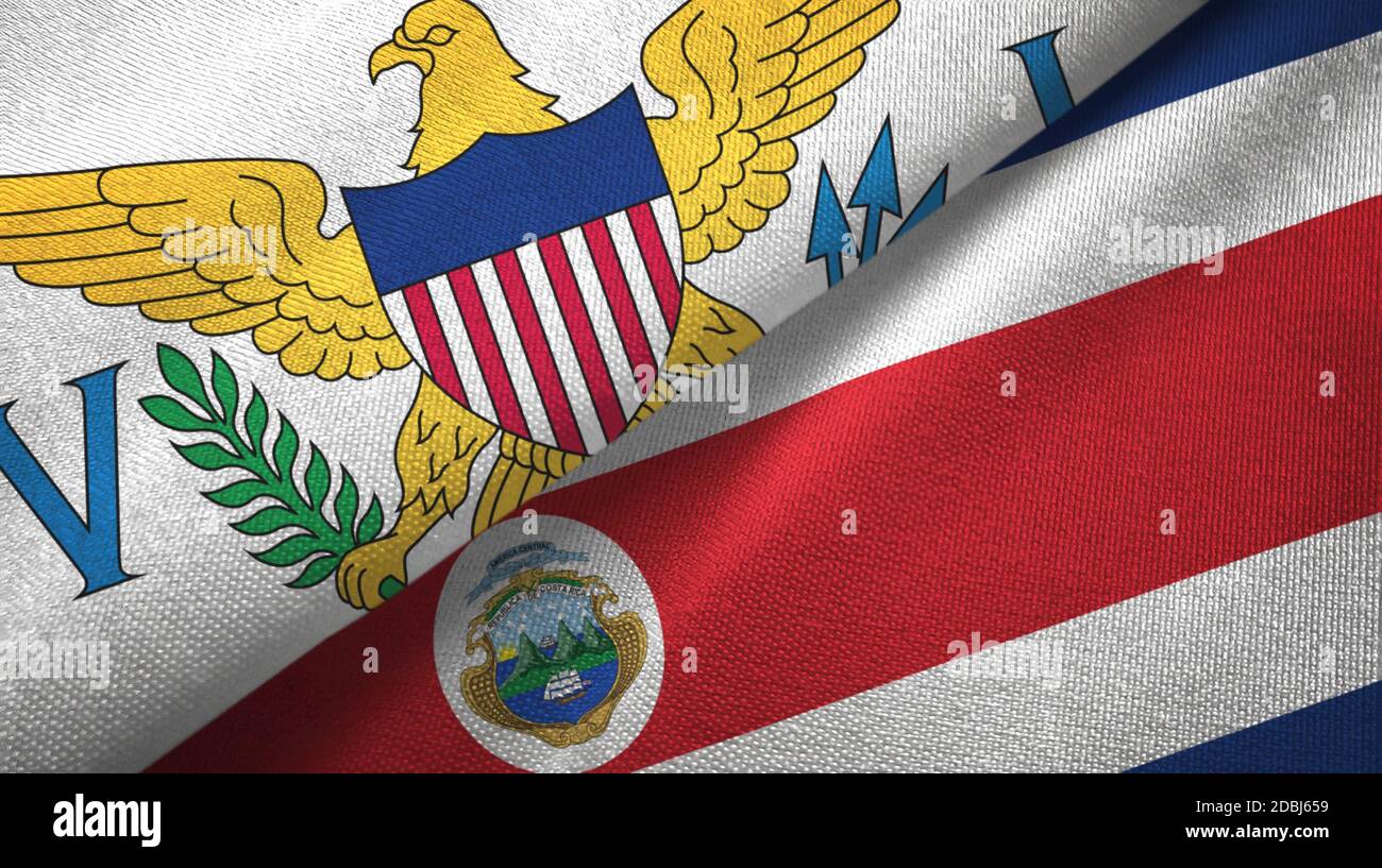 Virgin Islands United States and Costa Rica two flags Stock Photo