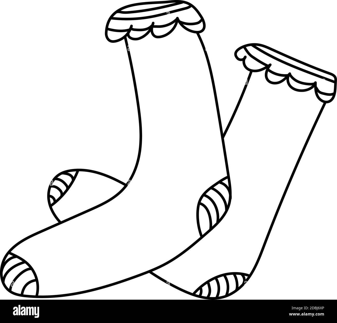 Isolated icon of hand drawn doodle warm socks. Stock Vector