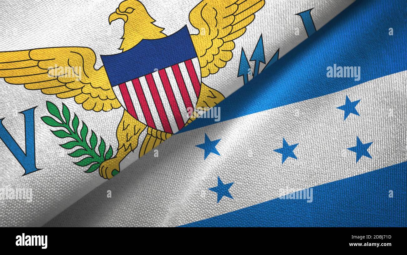 Virgin Islands United States and Honduras two flags Stock Photo