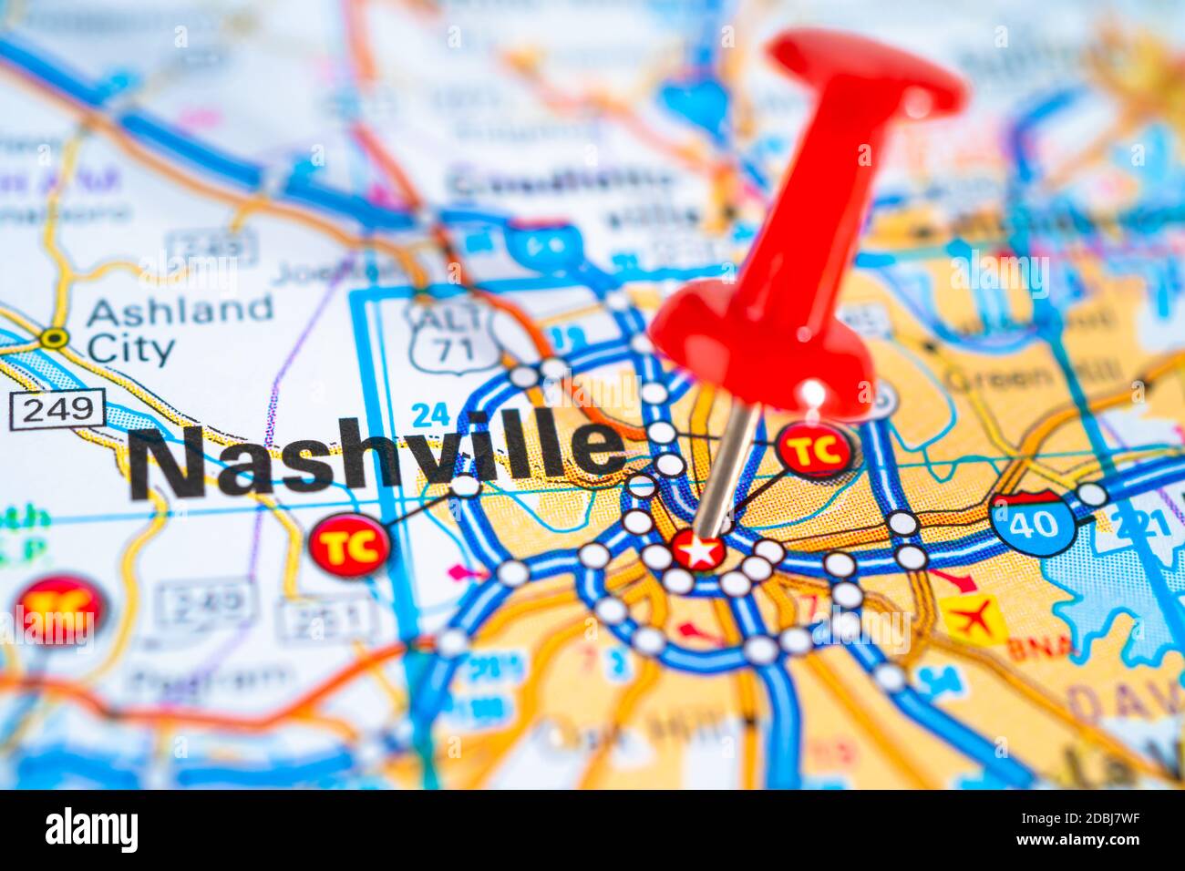 Nashville Tn On Us Map Nashville, Tennessee Road Map With Red Pushpin, City In The United States  Of America Usa Stock Photo - Alamy