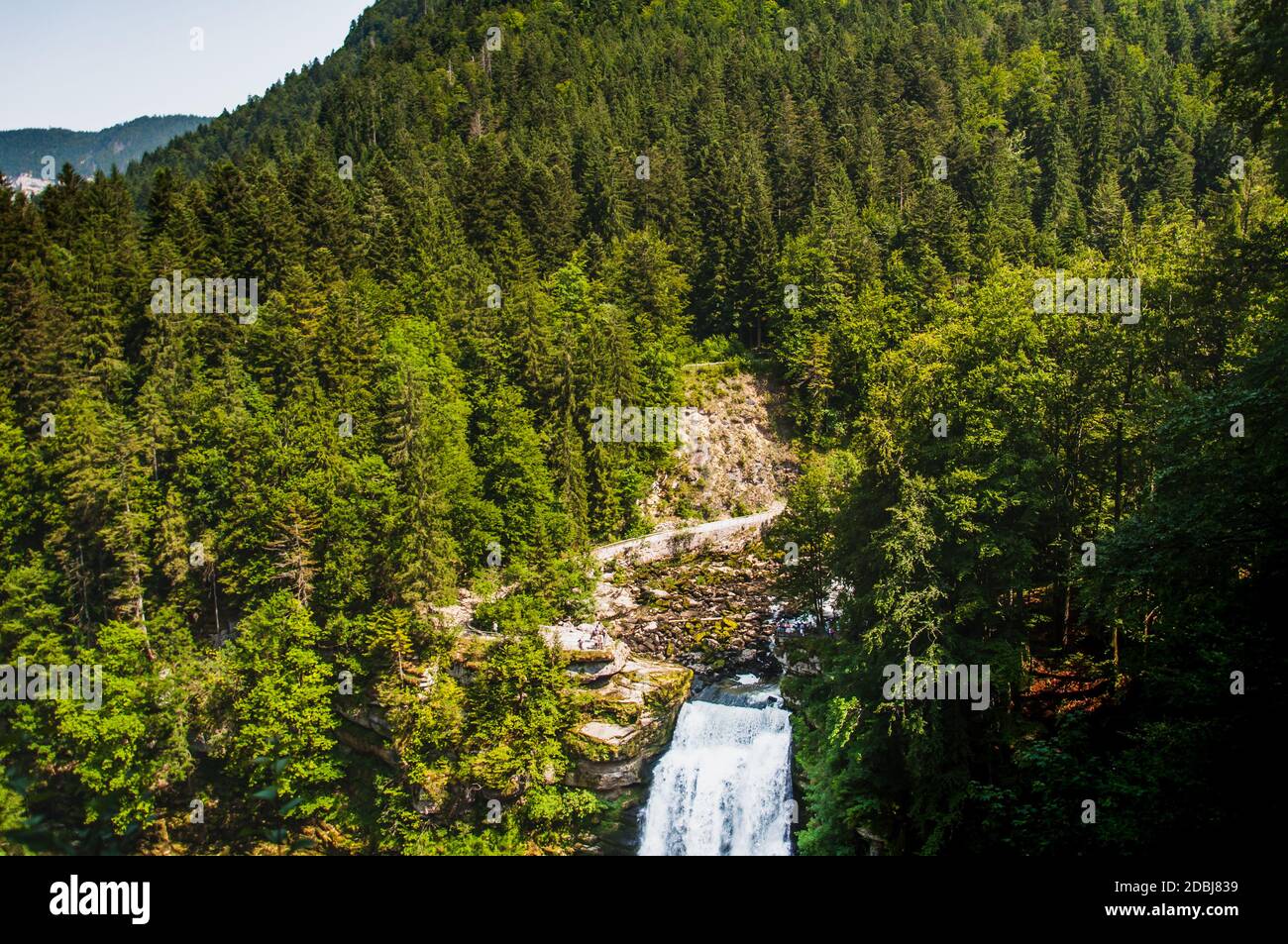 Doubs Falls on the Franco-Swiss border in France Stock Photo